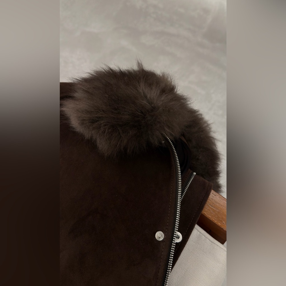 FRAME Suede Jacket Fur Collar Trim